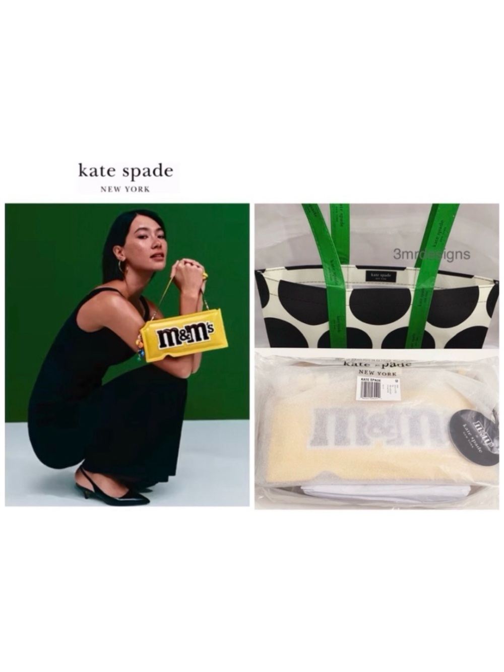NWT M&M x Kate Spade♠️Yellow Faux Patent Leather W/Leather Trim 3D Crossbody Bag